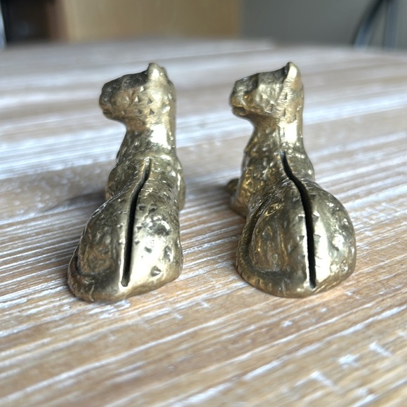 Vintage Solid Brass Leopard Place Card Holders - Picture 4 of 12